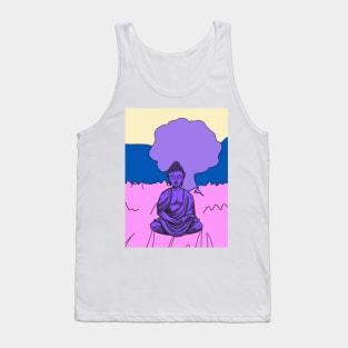Vibrant Pink Purple and Blue Buddha Graphic Tank Top